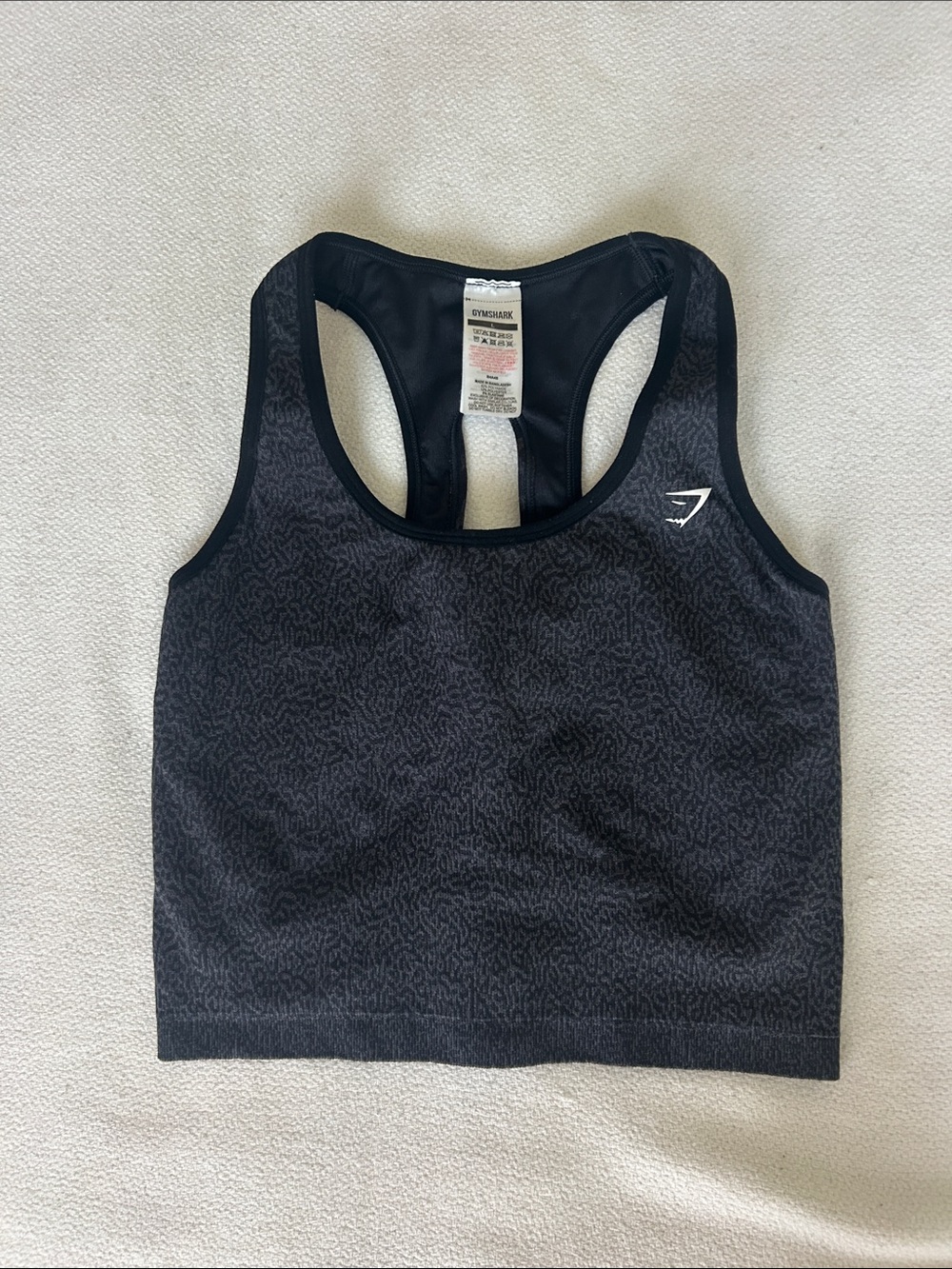 Gymshark Black Patterned Seamless Racerback Sports Bra